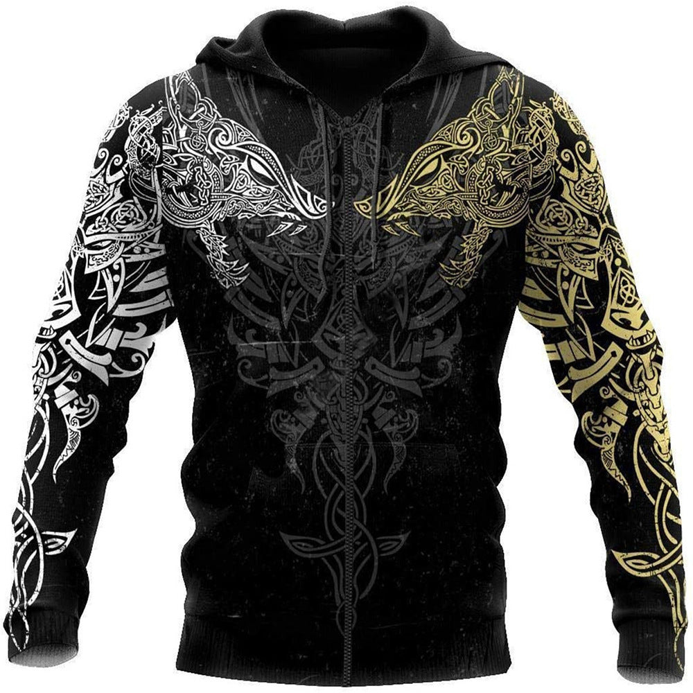 Printed Sports Casual Pullover Zipper Sweater GO buy