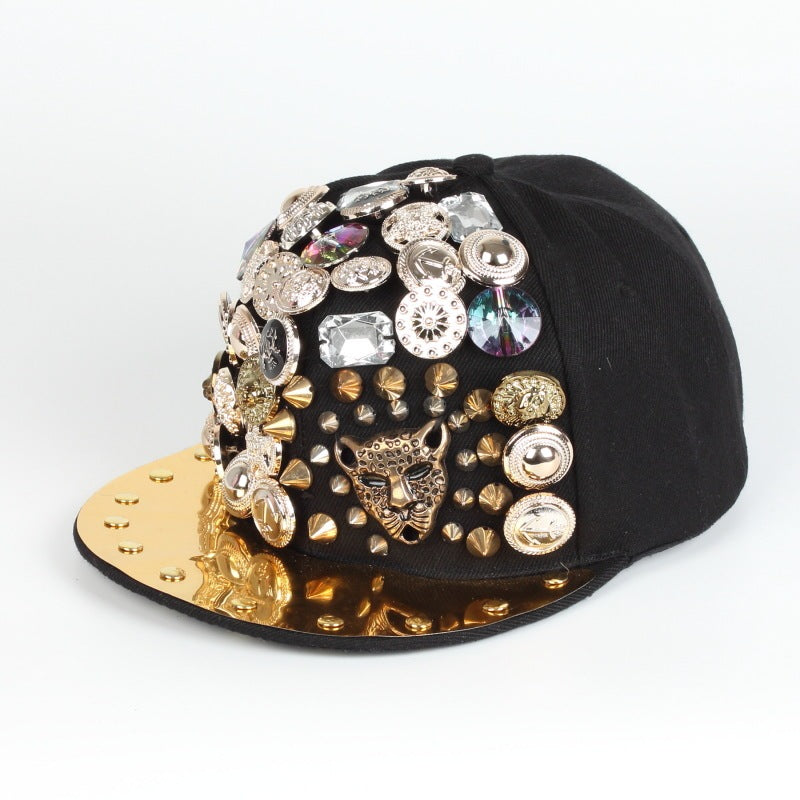Men Women Skull Leopard Head Rivet Baseball Cap Gobuy Fashion
