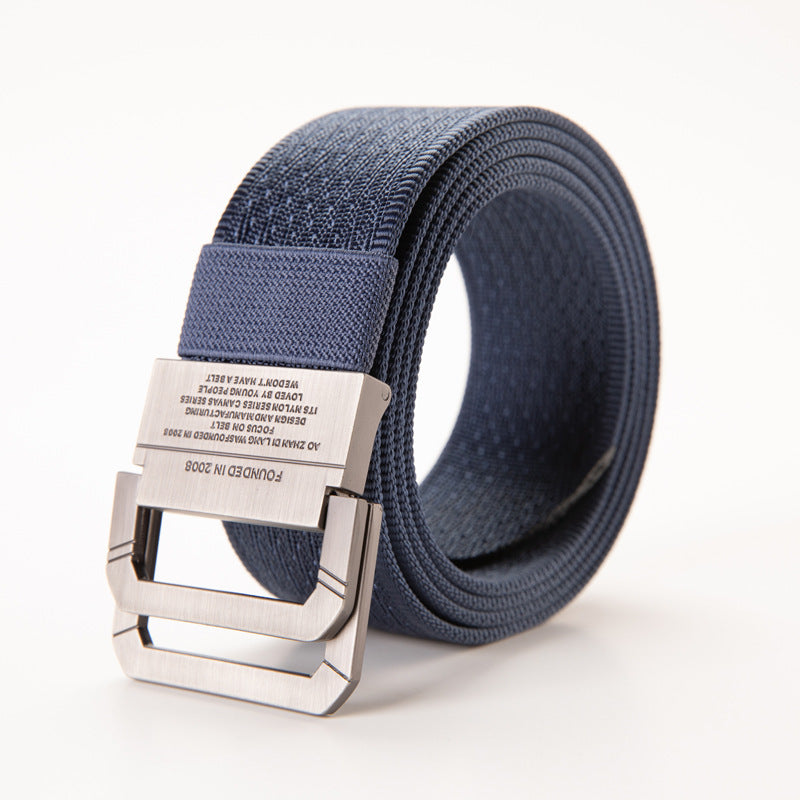 Quick-drying Nylon Belt Men's Tactical Sports Belt Alloy Double Ring Buckle Korean Woven Canvas Trousers GO Buy