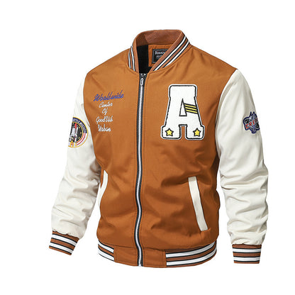 Retro Baseball Uniform Men's Thickened Loose Casual Jacket GO buy