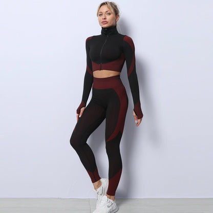 3PCS Yoga Set Seamless Sport Set Women Gym Clothing Leggings Women Crop Top Sports Bra Women Fitness Gym Set Womens Outfits Tracksuit - Go Buy