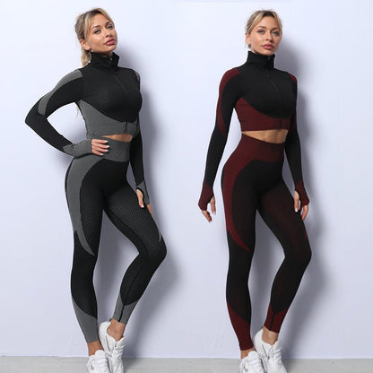 3PCS Yoga Set Seamless Sport Set Women Gym Clothing Leggings Women Crop Top Sports Bra Women Fitness Gym Set Womens Outfits Tracksuit - Go Buy