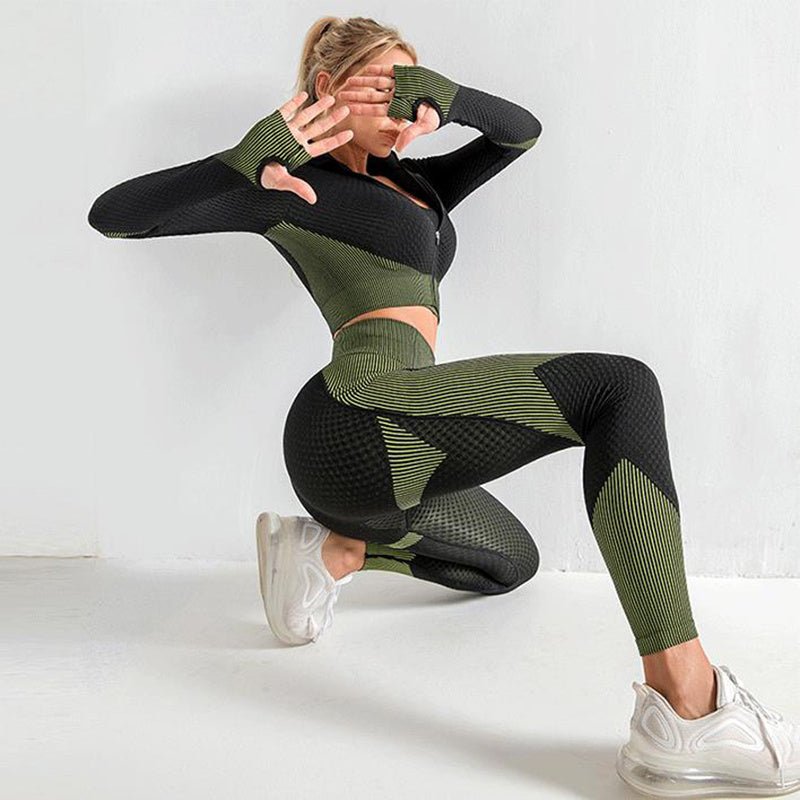 3PCS Yoga Set Seamless Sport Set Women Gym Clothing Leggings Women Crop Top Sports Bra Women Fitness Gym Set Womens Outfits Tracksuit - Go Buy