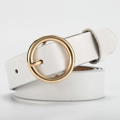 The new lady fashion retro pure leather belt belt ladies all-match round buckle leather belt ladies fine belt GO Buy
