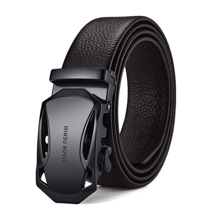 Men's Leather Belt Business Automatic Buckle Belt GO Buy