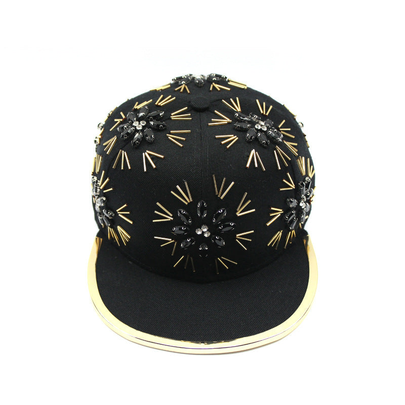Men's Fireworks Colorful Crystals Metal Edging Hiphop Performance Peaked Cap Gobuy Fashion