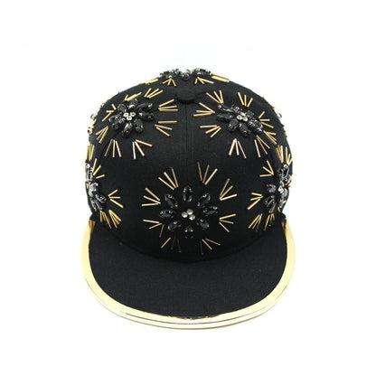Men's Fireworks Colorful Crystals Metal Edging Hiphop Performance Peaked Cap Gobuy Fashion