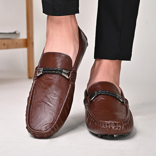 Plus Size Cowhide Casual Shoes Men's British One Pedal Loafers Gobuy Fashion