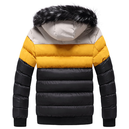 Trendy short padded coat with thick fur collar GO buy