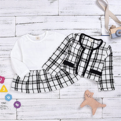 Long-sleeved Dresses Two-piece Children's Baby Small Incense Wind Suit GO buy