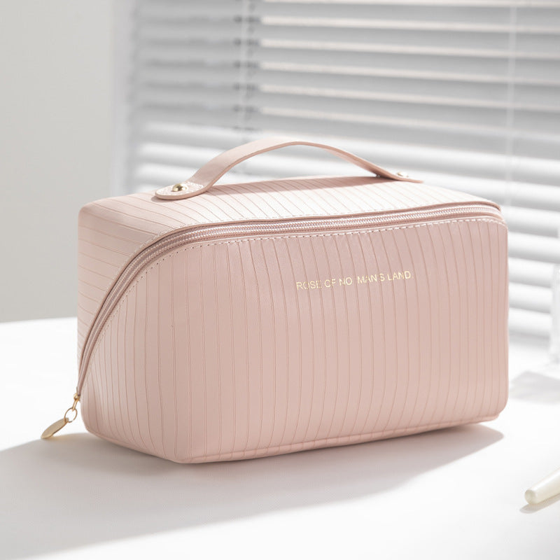 Vertical Pattern Pillow Makeup Bag For Women With Large Capacity And Portability GO Buy