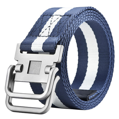 Men's Military Training Belt With Double Buckle Canvas GO Buy