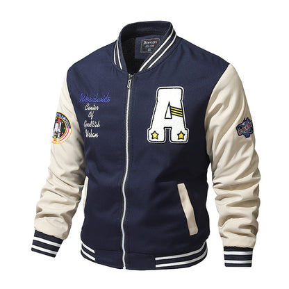 Retro Baseball Uniform Men's Thickened Loose Casual Jacket GO buy