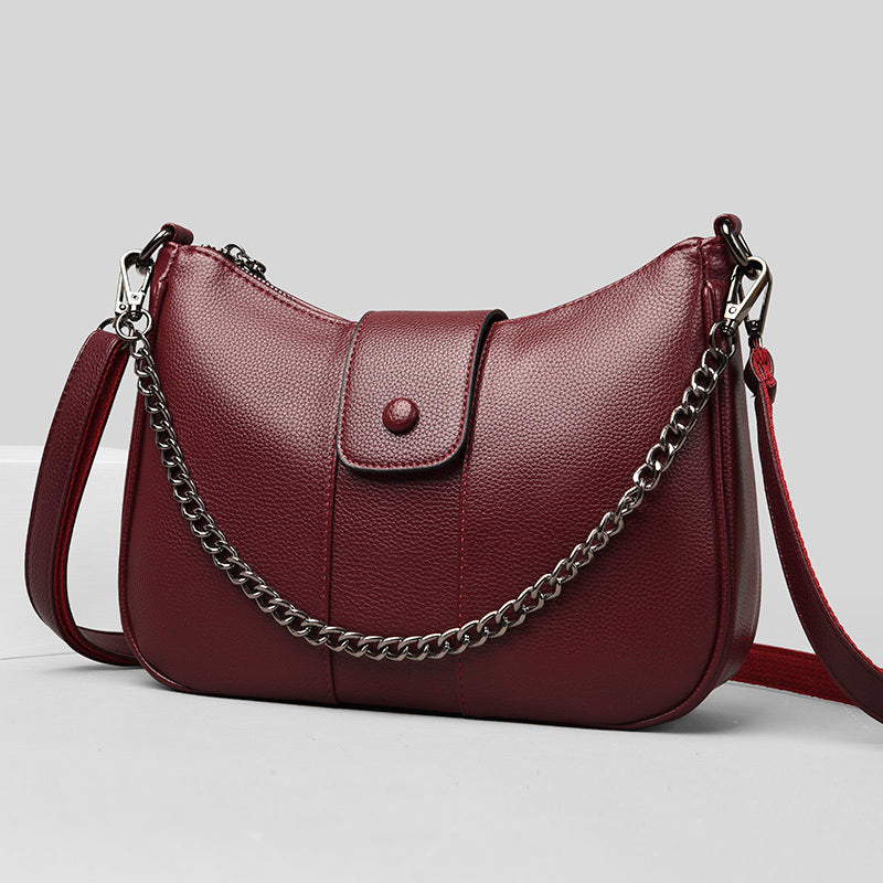 One-shoulder Diagonal Bag Lychee Pattern Soft Leather GO Buy
