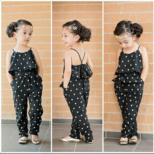 Fashion Summer Kids Girls Clothing Sets Cotton Sleeveless Polka Dot Strap Girls Jumpsuit Clothes Sets Outfits Children Suits GO buy