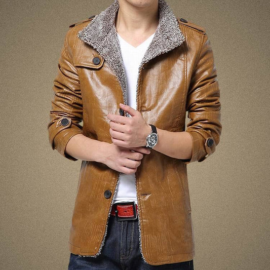 Men's casual leather jacket GO Buy