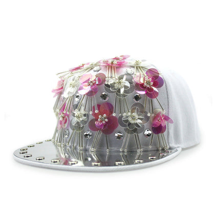 Men's Hip Hop Peaked Flower Sequins Flat-brimmed Baseball Cap Gobuy Fashion