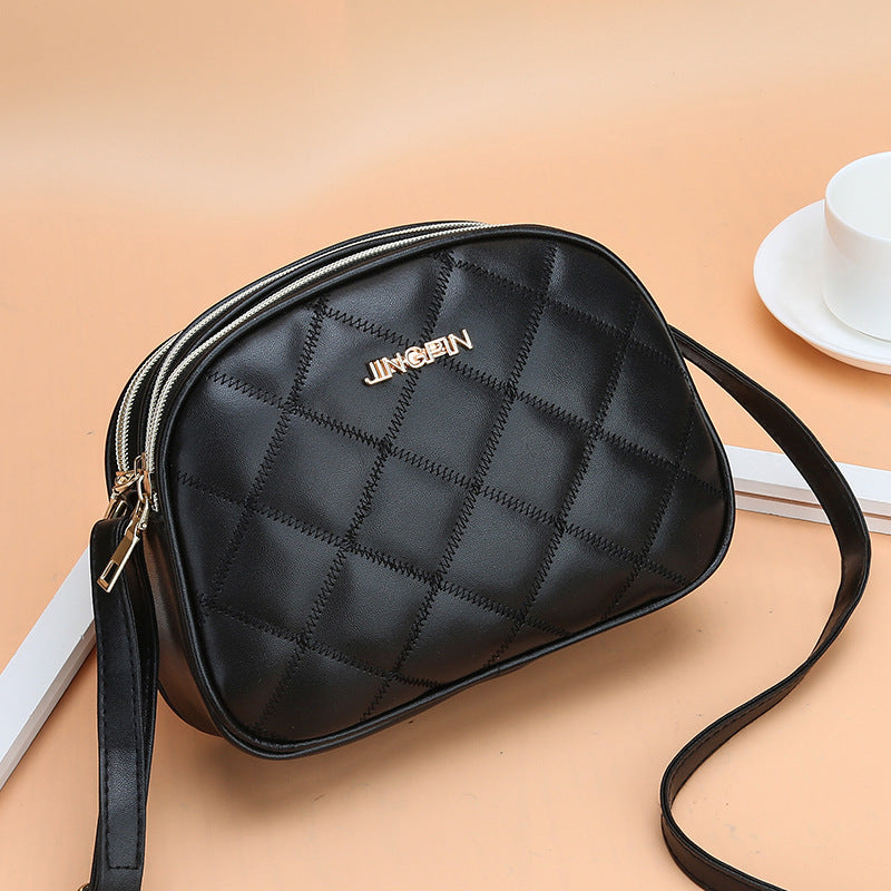 Simple Texture Fashion Rhombus Embroidery Thread Shoulder Bag GO Buy