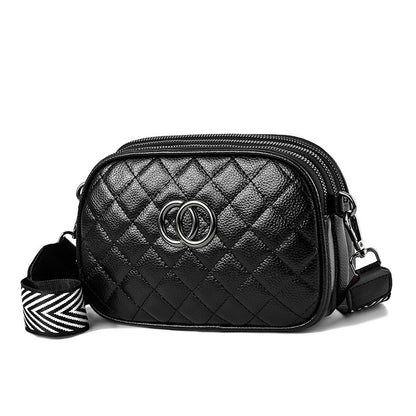 Fashion Shoulder Bag With Three Zippers Wide Shoulder Strap Small Square Bag Women GO Buy