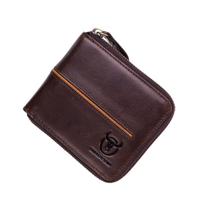 Genuine Leather Men's Horizontal Multi-card Zipper GO Buy