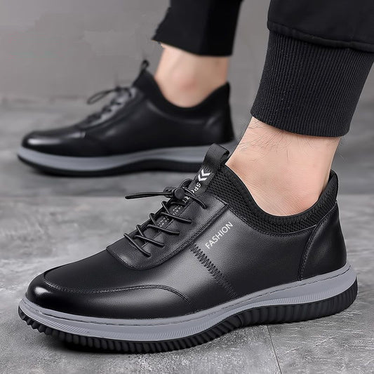 Men's Casual Leather Shoes Breathable Soft Bottom Soft Surface Board Shoes GO Buy