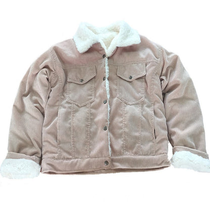 Corduroy lambskin padded jacket long GO buy