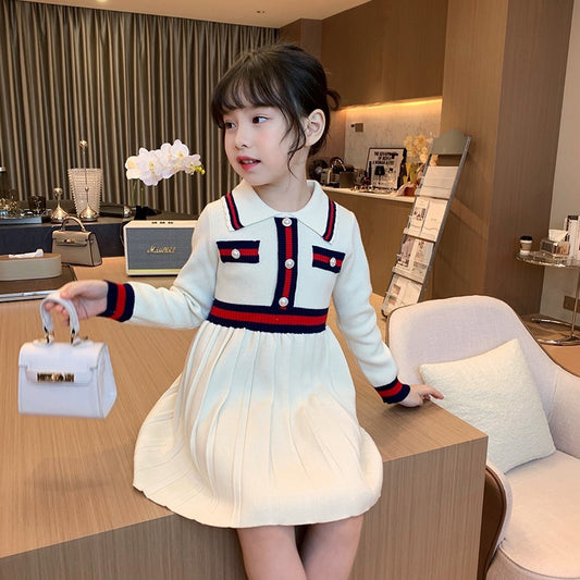 Girls' Autumn Preppy Knitted Dress GO buy