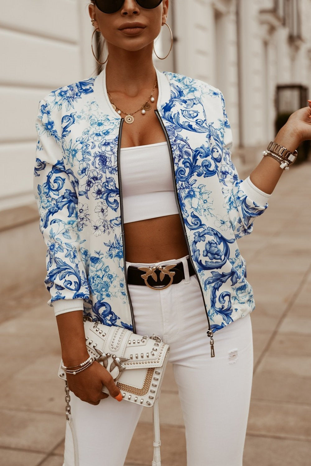 Slim Long Sleeve Printed Short Jacket Small Jacket GO buy