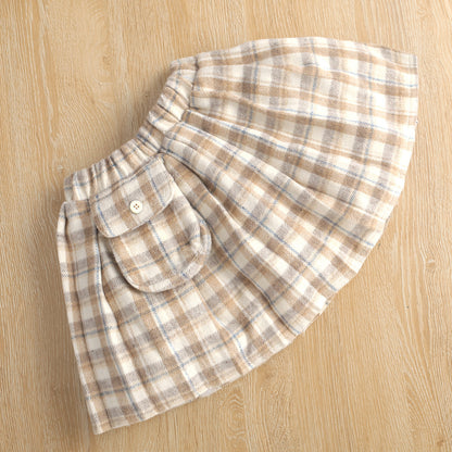 Sweater Knitted Bottoming Shirt  Plaid Skirt Two Piece Set GO buy