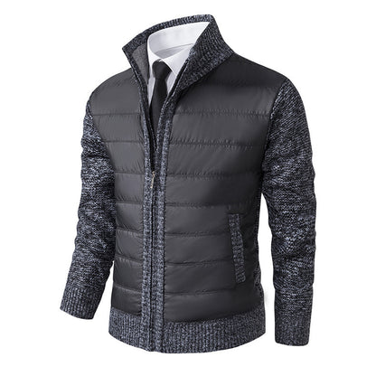 Stand Collar Fleece-lined Thickened Men's Coat GO buy