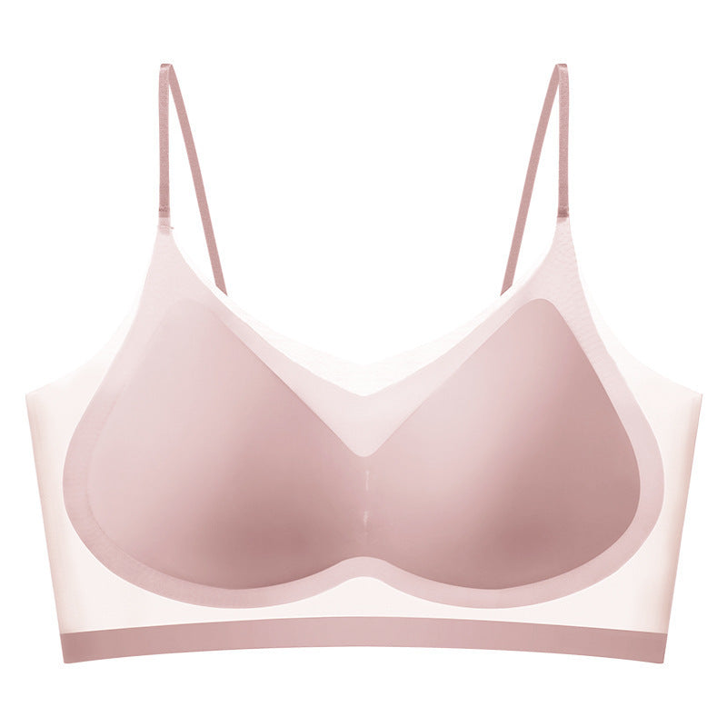 Summer Ultra Thin Ice Silk Seamless Underwear Women's Thin Shoulder Strap Strap Underwear Thin Breathable Ice Silk Beauty Back Sleep Bra GO buy