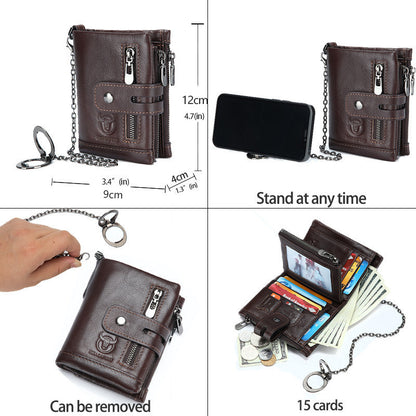 Leather Mobile Phone Holder Wallet Multi-function Anti-theft Chain GO Buy