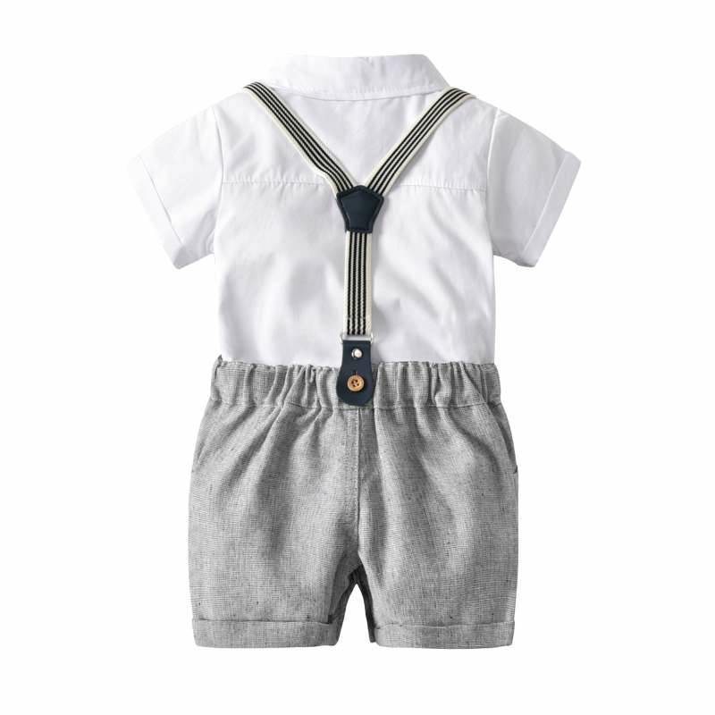 Baby Clothes Suspender Pants Suit Short Sleeve Cotton Gentleman Outwear Trendy GO buy