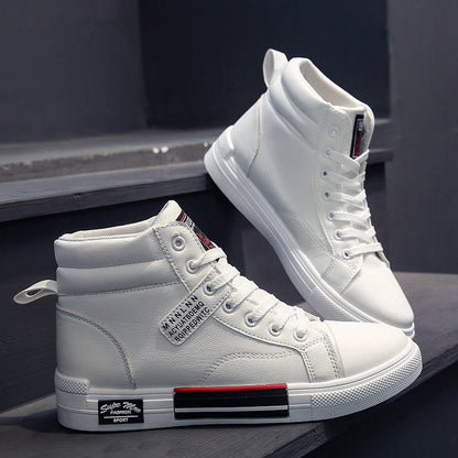 White Men Casual  Tennis Comfortable Lace-up Leather Casua Walking Shoes GO Buy