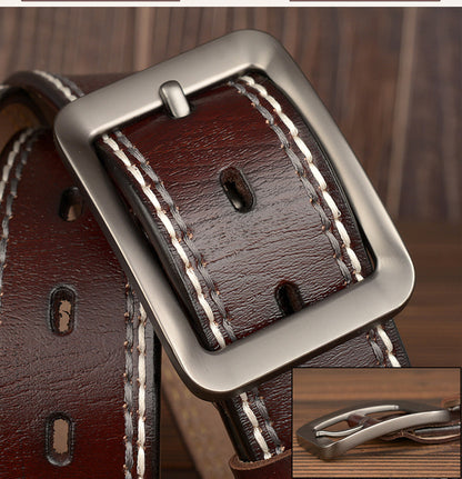 Two-Line Real Cowhide Men's Belt With Japanese Buckle GO Buy