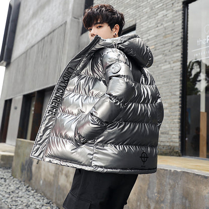 Winter New Bright Surface Cotton-padded Clothes Couple's Fashion Brand Bread Coat Cotton-padded Clothes GO Buy