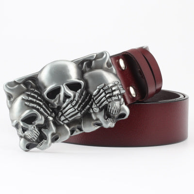 Ghost Head Series Big Strap Casual Taro Decorative Belt Leather GO Buy