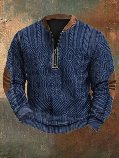 Autumn And Winter Printed Half Zipper Sweater With Buckle Gobuy Fashion