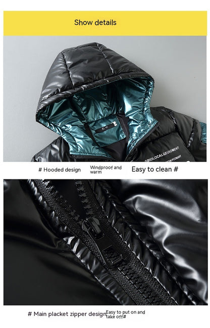 Winter Down Thick Bright Leather Cotton-padded Jacket GO buy