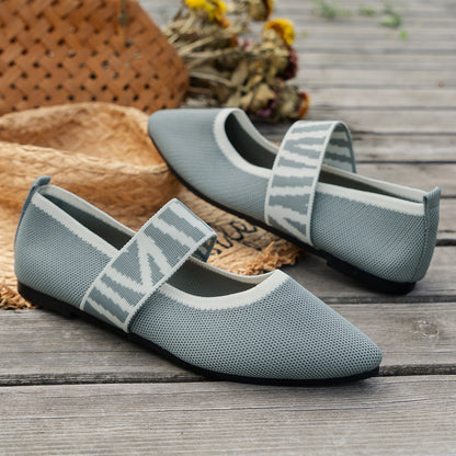 Striped Flats Shoes Fashion Casual Pointed Toe Loafers Lazy Shoes For Women GO buy