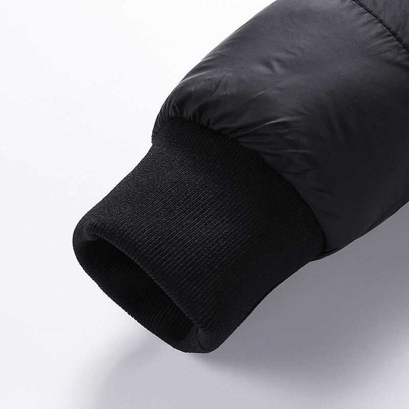 Trendy short padded coat with thick fur collar GO buy