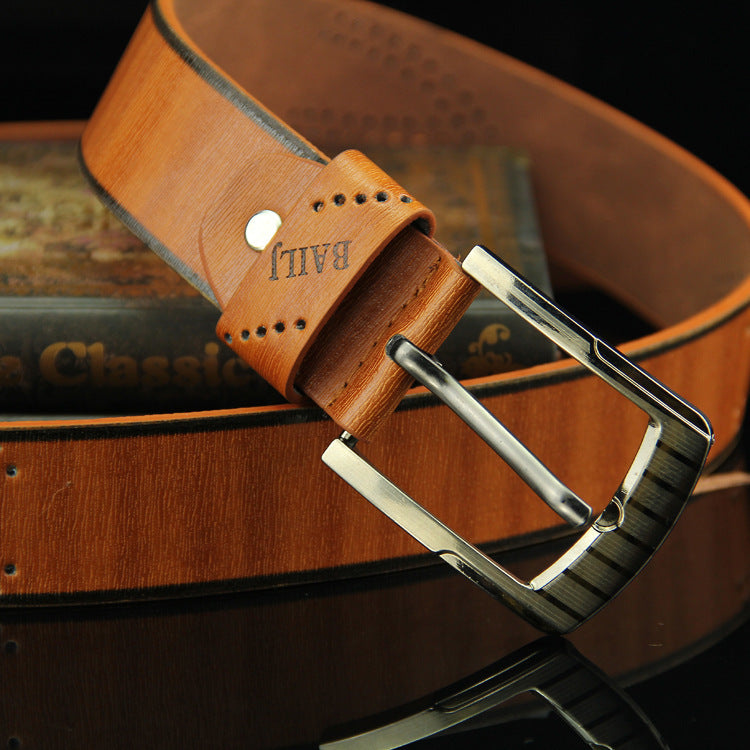 Pin buckle belt men's belt retro hollow casual belt GO Buy