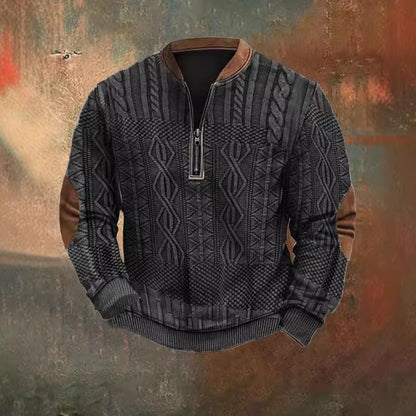 Autumn And Winter Printed Half Zipper Sweater With Buckle Gobuy Fashion