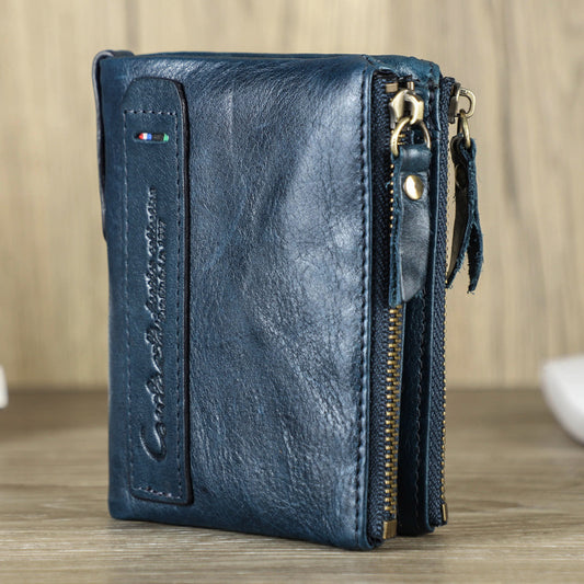 Genuine Leather Men's Short Chic Coin Purse GO Buy