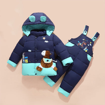 Casual Children Thick Down Jacket Suit GO buy