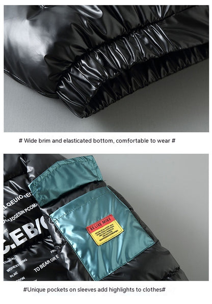 Winter Down Thick Bright Leather Cotton-padded Jacket GO buy