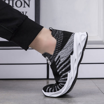 Sock Mesh Shoes Men Stripe Sneakers Lightweight Breathable Flat Shoes GO Buy
