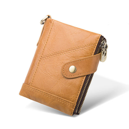 Double Zipper Buckle Leather Men's Wallet With Anti-theft Brush GO Buy