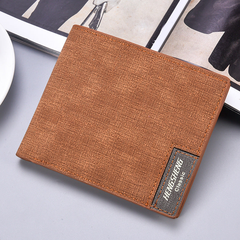Men's Short Casual Canvas Pattern Thin Wallet GO Buy