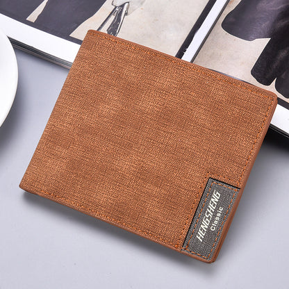 Men's Short Casual Canvas Pattern Thin Wallet GO Buy